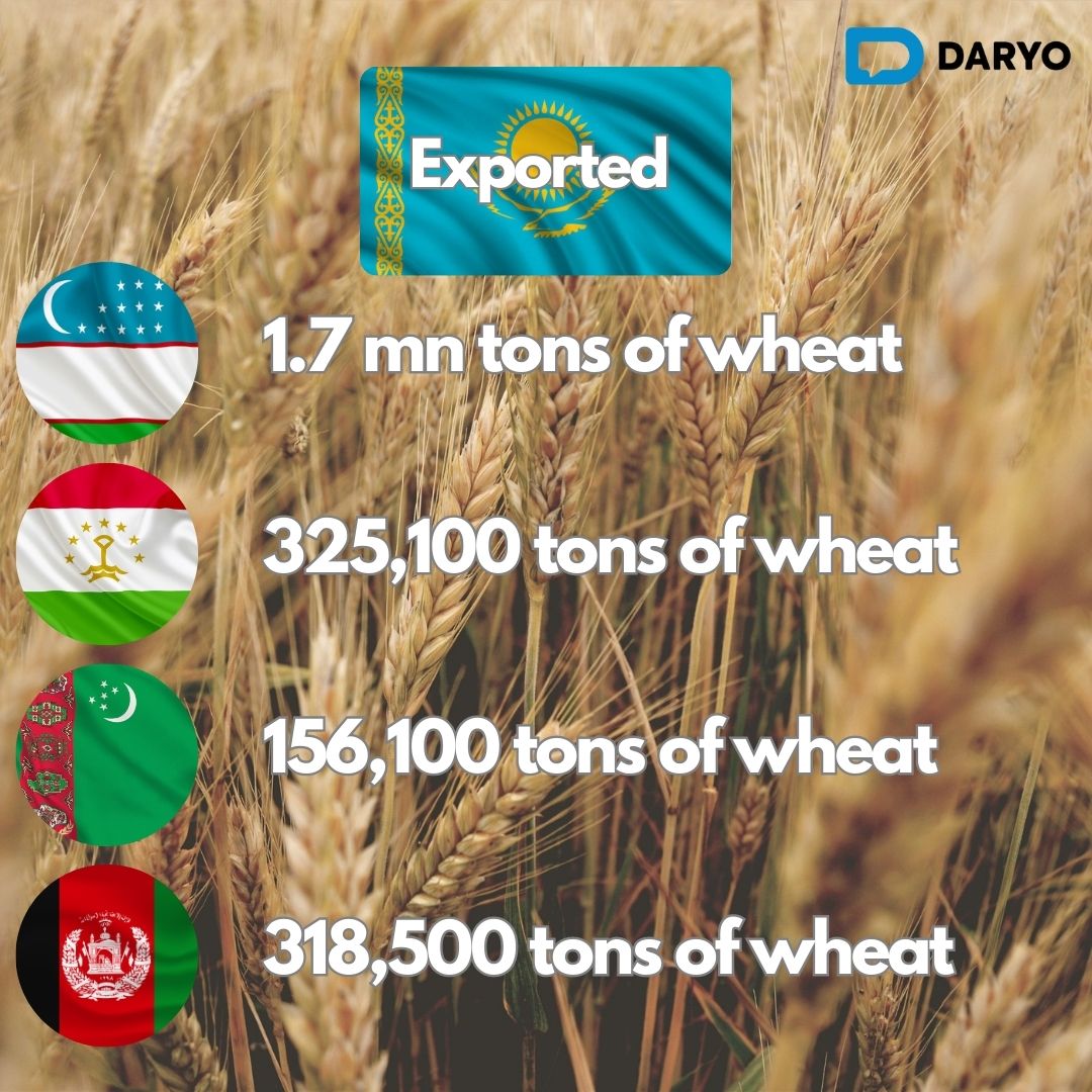 Kazakhstan's wheat and meslin exports, around 2.3 mn tons, were directed toward CIS nations.